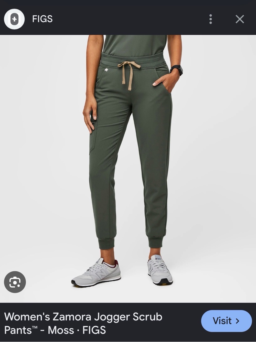 FIGS Zamora Jogger Scrub Pants in Moss Green